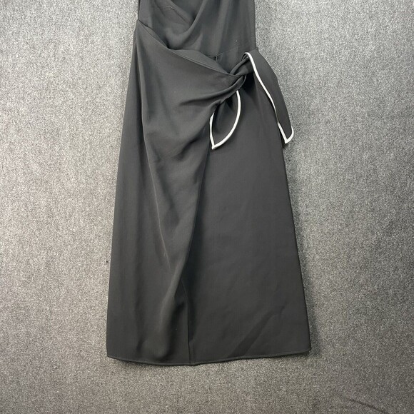 NWT Diane von Furstenberg Black One Shoulder Knot Scarf Faux Wrap Dress Size 0 - Picture 4 of 11